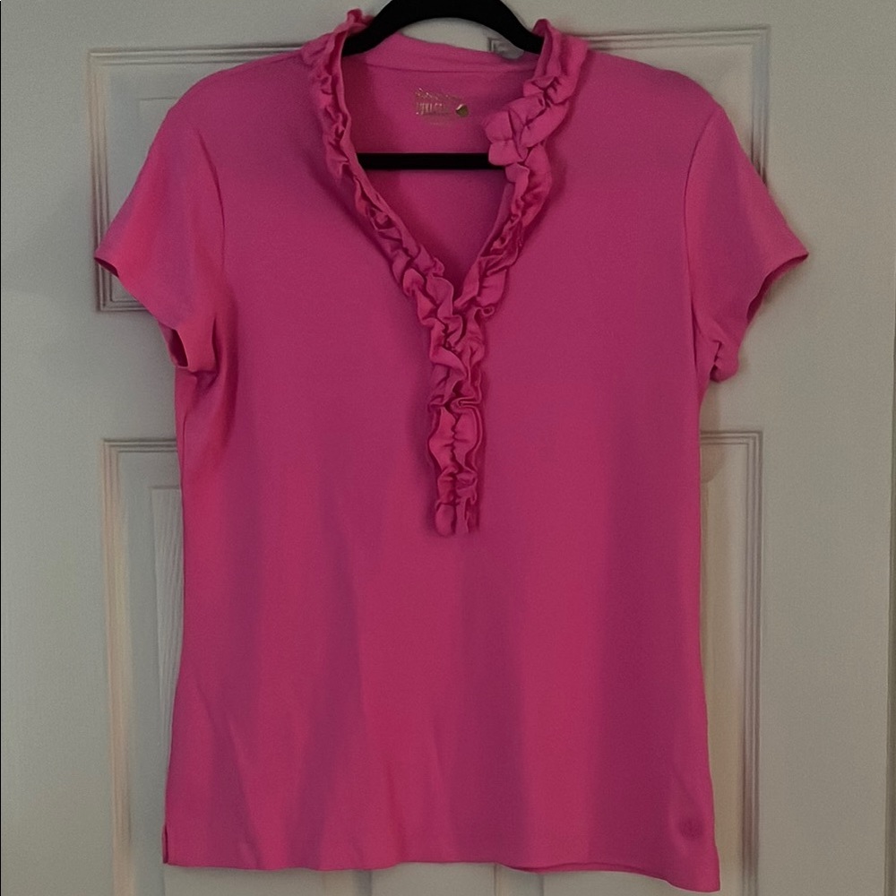 Lilly Pulitzer Pink Ruffled Short Sleeve Blouse